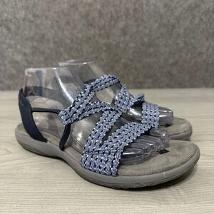 Skechers Reggae Slim Stretch Appeal Sandals Blue Grey Women Size 8
